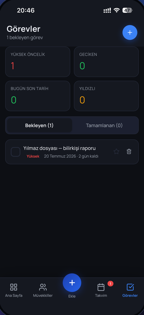 Görevler ekranı